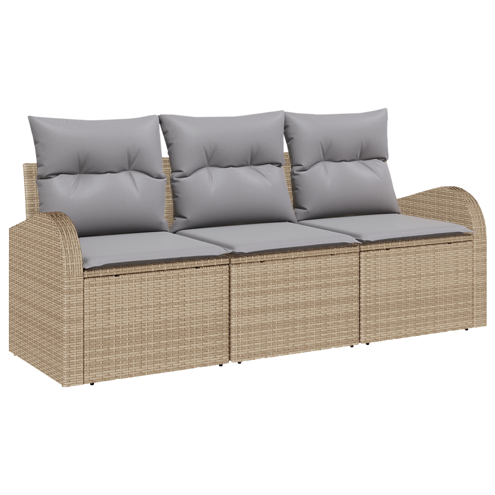 3345900 2 Set de canapele pentru grădină cu pernă 3 pcs Bej Rattan poli Set de canapele pentru grădină cu pernă 3 pcs Bej Rattan poli - imagine 2