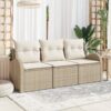 3345901 1 Set de canapele pentru grădină cu pernă 3 pcs Bej Rattan poli 3345901 1
