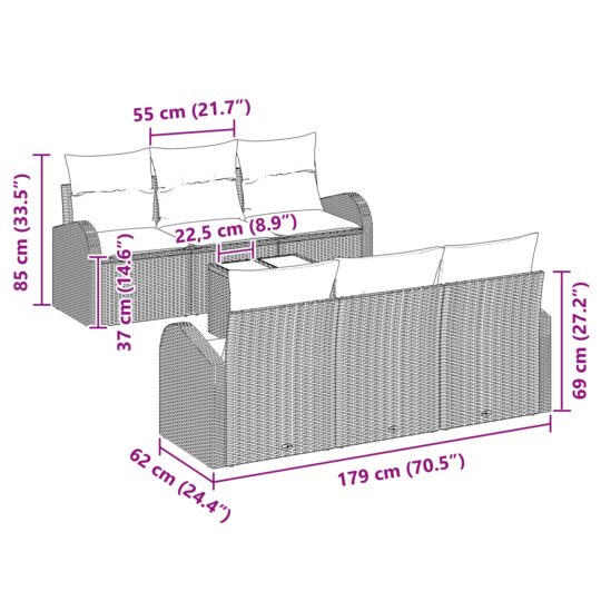 3345928 11 Set de canapele pentru grădină 7 pcs Maro 55 x 55 x 37 cm 3345928 11