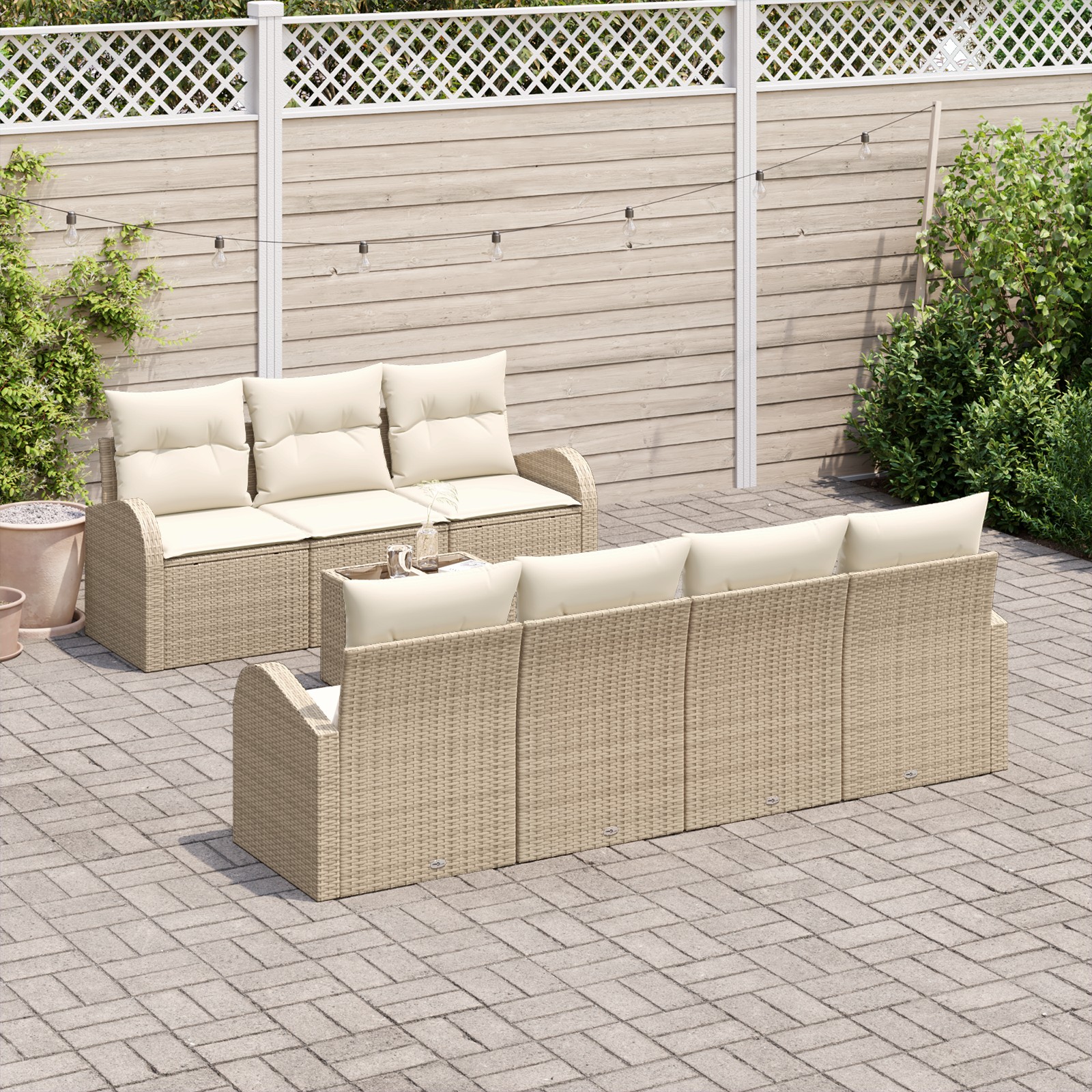 3345951 3 Set de canapele pentru grădină 8 pcs Bej 55 x 55 x 37 cm Set de canapele pentru grădină 8 pcs Bej 55 x 55 x 37 cm - imagine 3