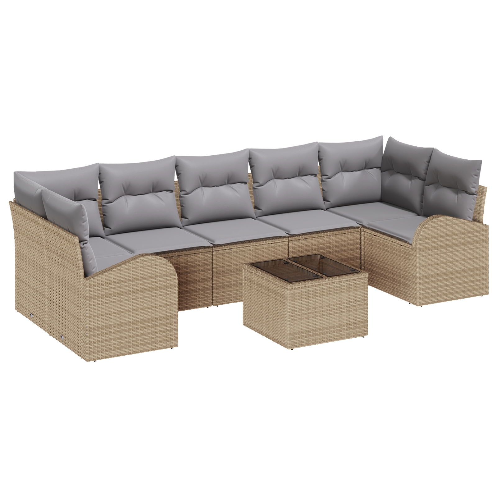 3345960 2 Set de canapele pentru grădină 8 pcs Bej 55 x 55 x 37 cm Set de canapele pentru grădină 8 pcs Bej 55 x 55 x 37 cm - imagine 2
