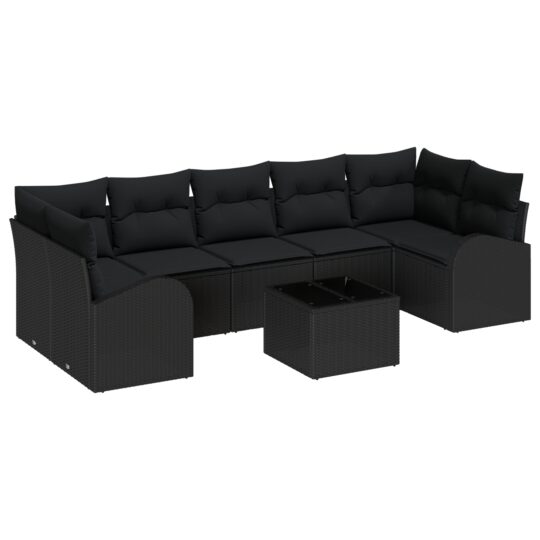 3345963 2 Set de canapele pentru grădină 8 pcs Negru 55 x 55 x 37 cm 3345963 2