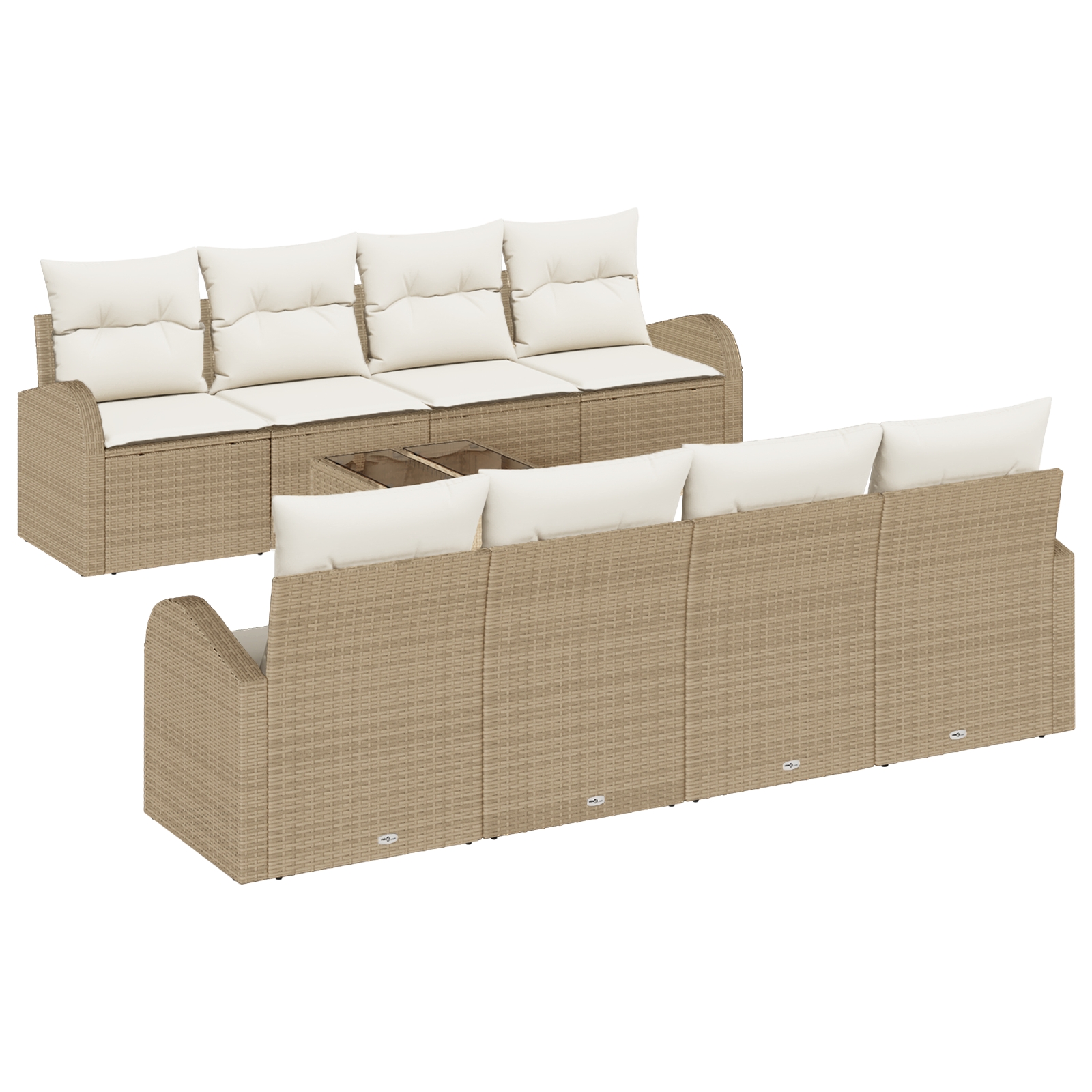 3345971 2 Set de canapele pentru grădină 7 pcs Bej și Alb 55 x 55 x 37 cm Set de canapele pentru grădină 7 pcs Bej și Alb 55 x 55 x 37 cm - imagine 2