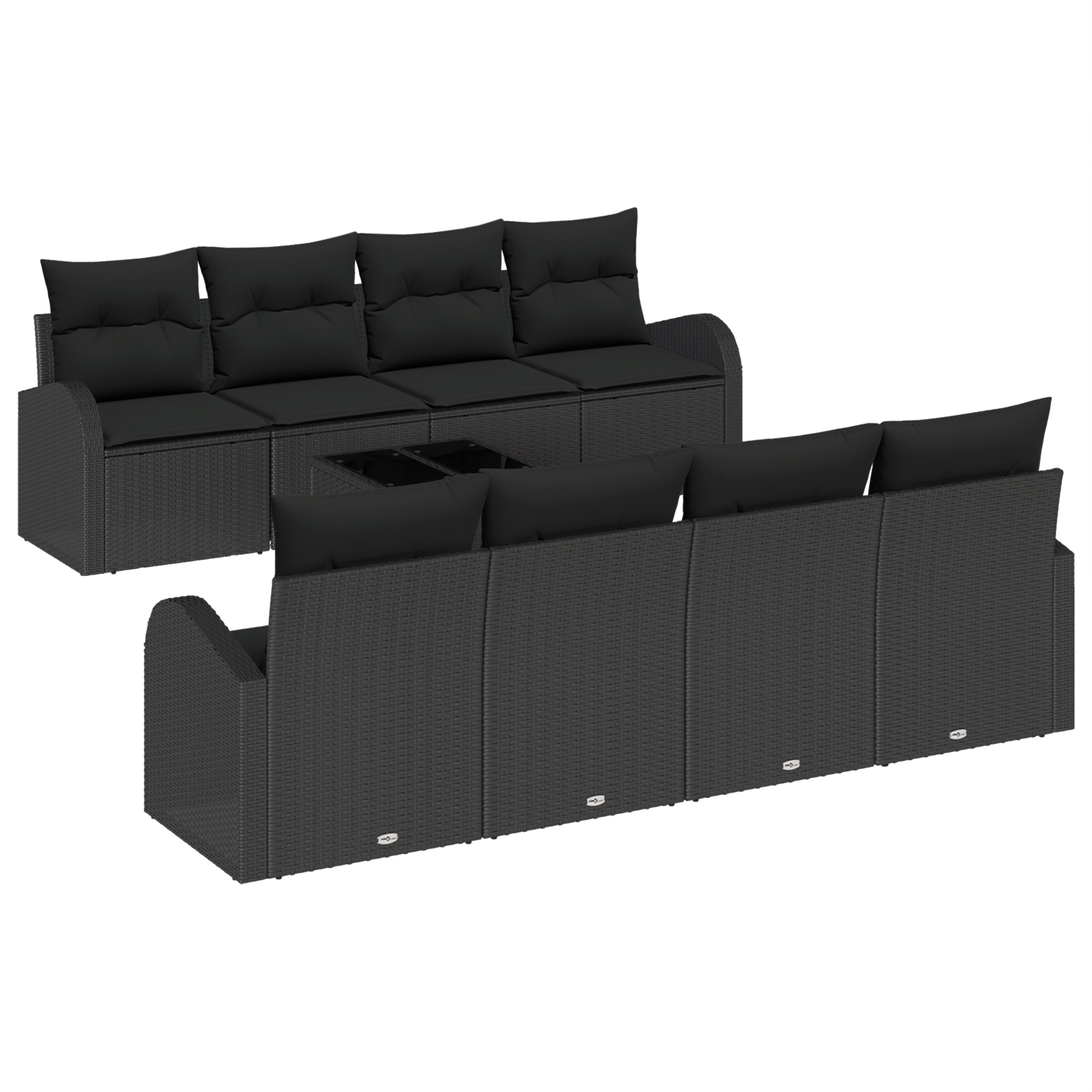 3345973 2 Set de canapele pentru grădină 7 pcs Negru 55 x 55 x 37 cm Set de canapele pentru grădină 7 pcs Negru 55 x 55 x 37 cm - imagine 2