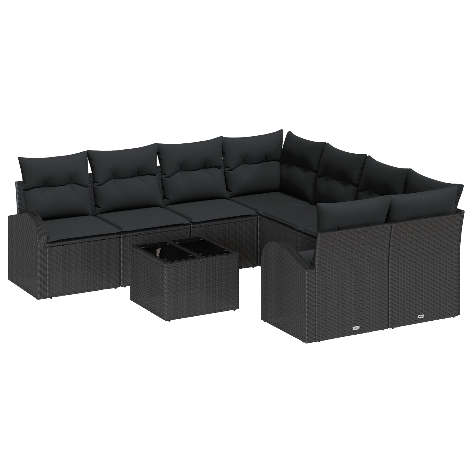 3345983 2 Set de canapele pentru grădină 9 pcs Negru 55 x 55 x 37 cm Set de canapele pentru grădină 9 pcs Negru 55 x 55 x 37 cm - imagine 2