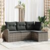 3345989 1 Set de canapele pentru grădină cu pernă 4 pcs Gri Rattan poli 3345989 1