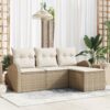 3345991 1 Set de canapele pentru grădină cu pernă 4 pcs Bej Rattan poli 3345991 1