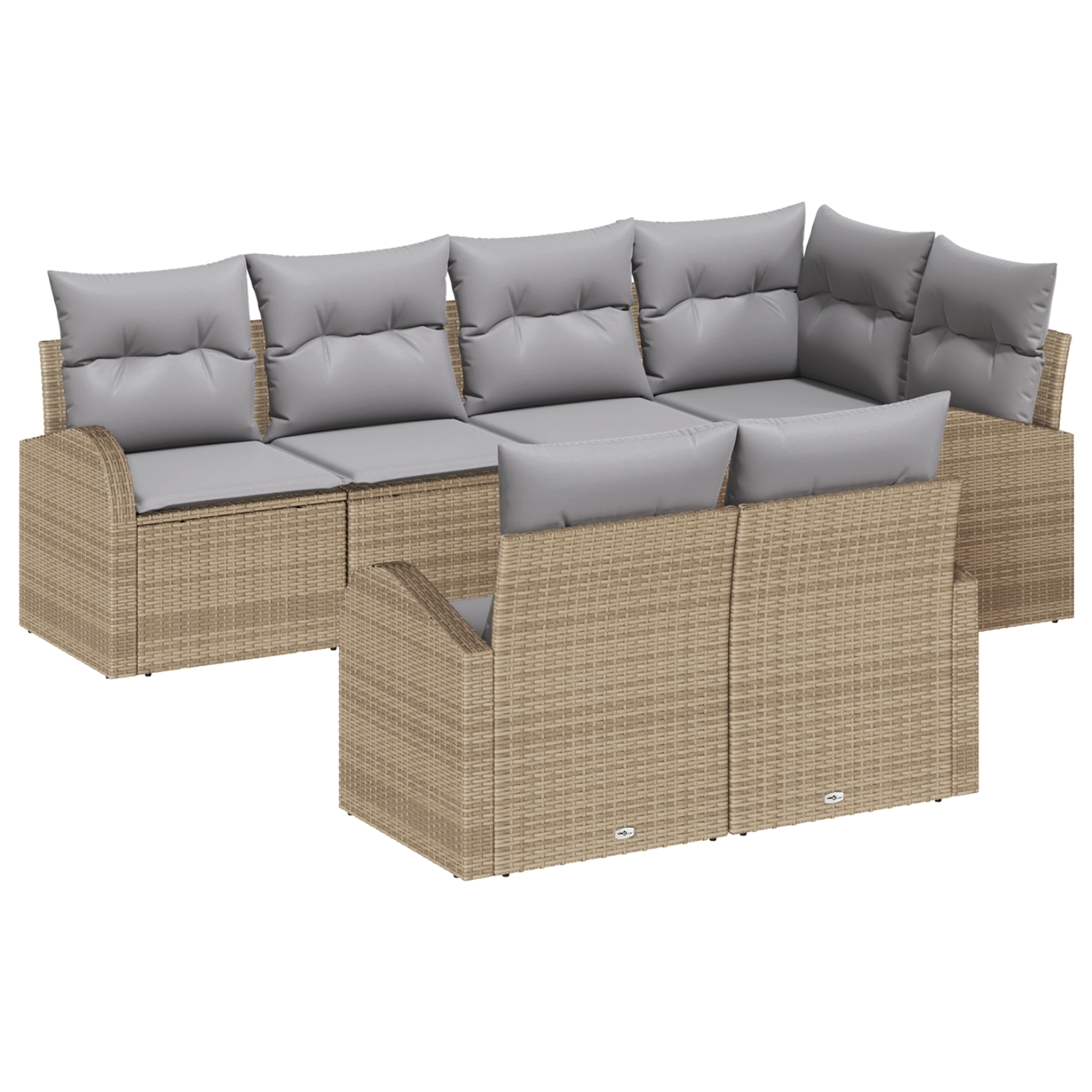 3346080 2 Set de canapele pentru grădină cu pernă 7 pcs Bej Rattan poli Set de canapele pentru grădină cu pernă 7 pcs Bej Rattan poli - imagine 2