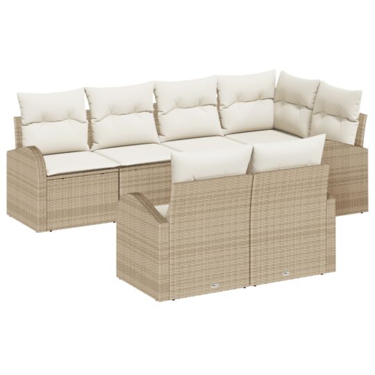 Alternative view of Set de canapele pentru grădină cu pernă 7 pcs Bej Rattan poli