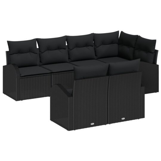 Alternative view of Set de canapele pentru grădină cu pernă 7 pcs Negru Rattan poli