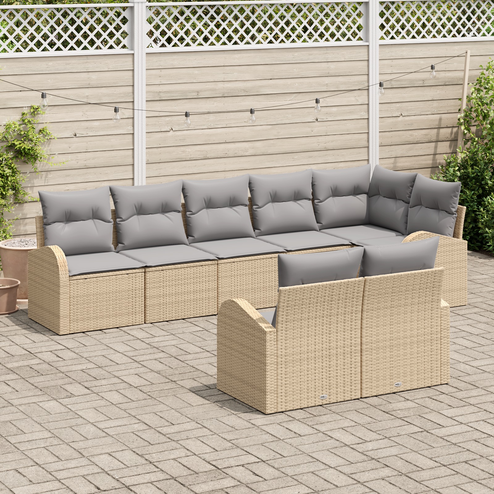 3346090 3 Set de canapele pentru grădină cu pernă 8 pcs 289 x 124 x 85 cm Set de canapele pentru grădină cu pernă 8 pcs 289 x 124 x 85 cm - imagine 3