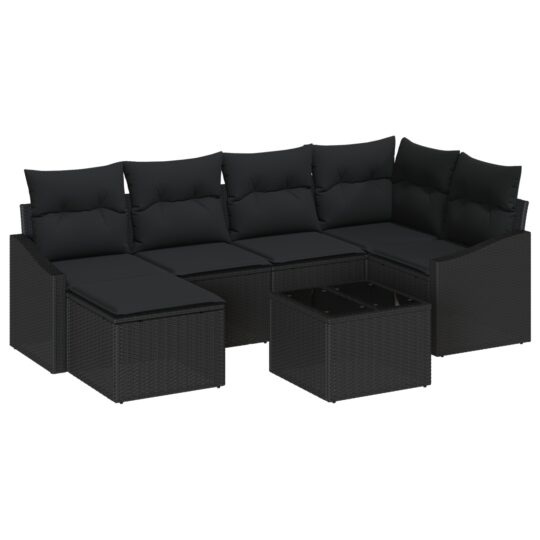 3346803 2 Set de canapele pentru grădină 7 pcs Negru Rattan poli 3346803 2