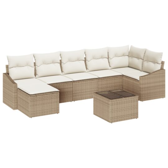3346821 2 Set de canapele pentru grădină 8 pcs Bej Rattan poli 3346821 2