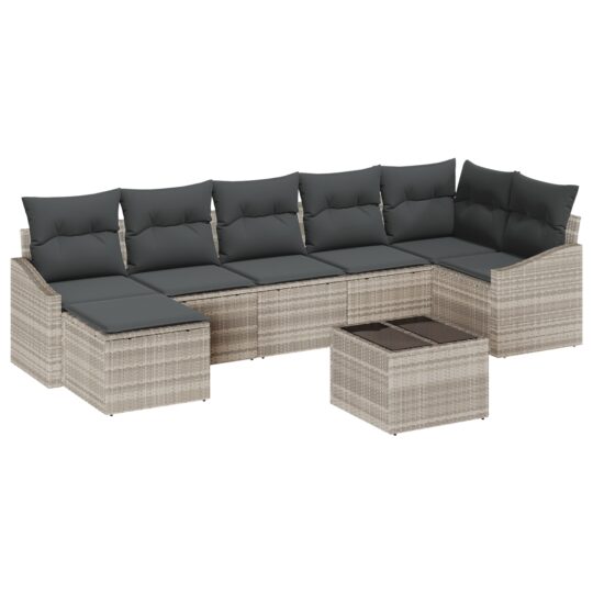 3346822 2 Set de canapele pentru grădină 8 pcs Gri deschis Rattan poli 3346822 2