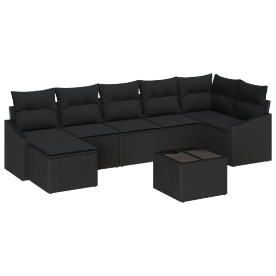 3346823 2 Set de canapele pentru grădină 8 pcs Negru Rattan poli 3346823 2