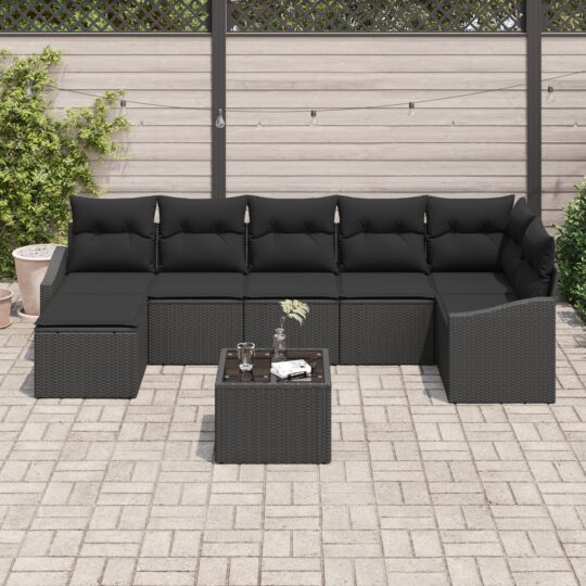 3346823 3 Set de canapele pentru grădină 8 pcs Negru Rattan poli 3346823 3