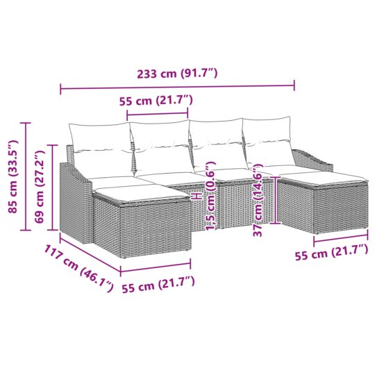 3346827 8 Set de canapele pentru grădină 6 pcs Negru Rattan poli 3346827 8