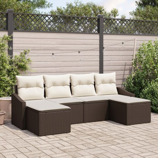Set de canapele pentru grădină 6 pcs Maro Rattan poli