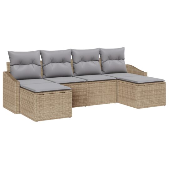Alternative view of Set de canapele pentru grădină 6 pcs Bej Rattan poli