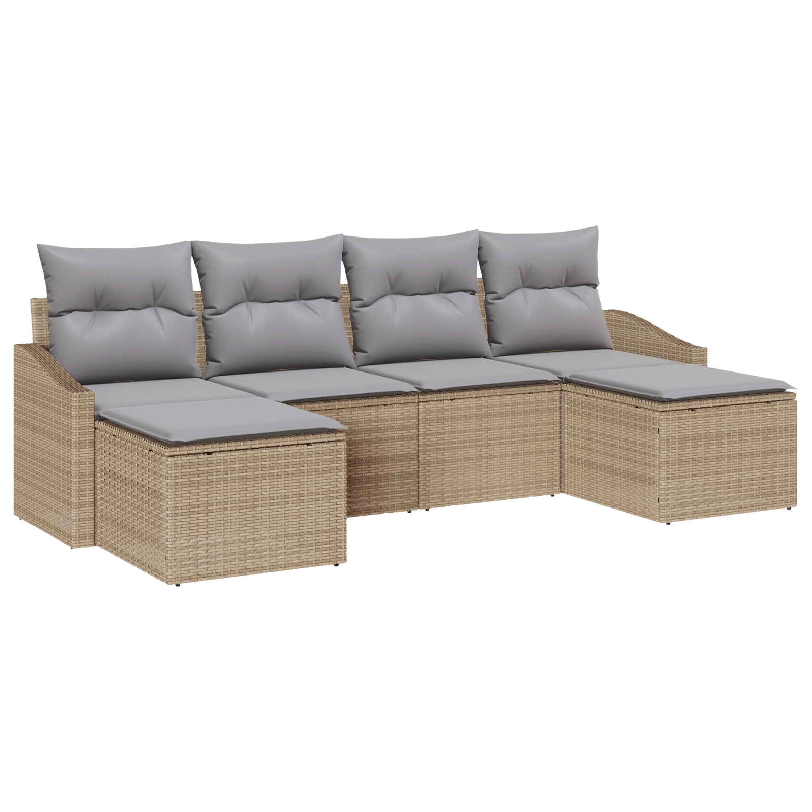 3346830 2 Set de canapele pentru grădină 6 pcs Bej Rattan poli Set de canapele pentru grădină 6 pcs Bej Rattan poli - imagine 2
