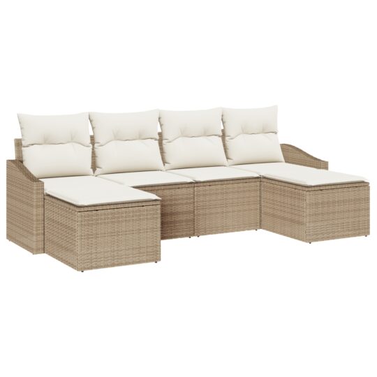Alternative view of Set de canapele pentru grădină 6 pcs Bej Rattan poli