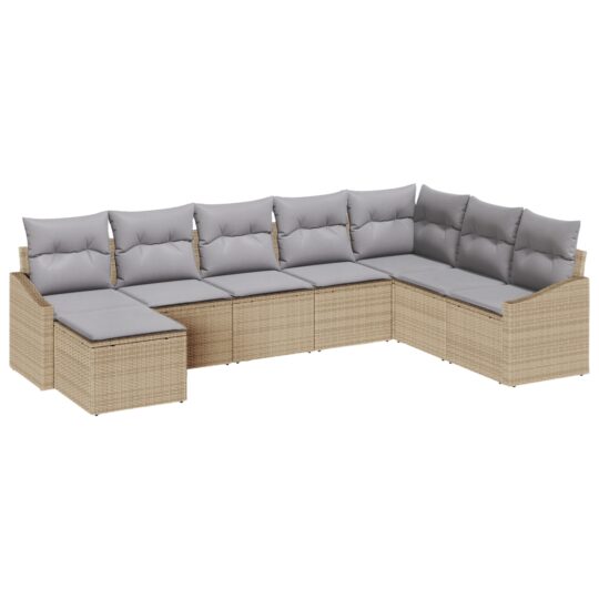 3346840 2 Set de canapele pentru grădină 8 pcs Bej Rattan poli 3346840 2