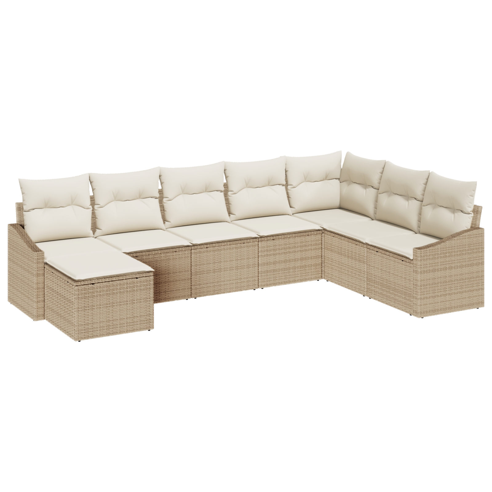 3346841 2 Set de canapele pentru grădină 8 pcs Bej Rattan poli Set de canapele pentru grădină 8 pcs Bej Rattan poli - imagine 2