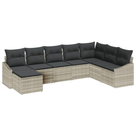 3346842 2 Set de canapele pentru grădină 8 pcs Gri deschis Rattan poli 3346842 2
