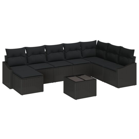 3346853 2 Set de canapele pentru grădină 9 pcs Negru Rattan poli 3346853 2