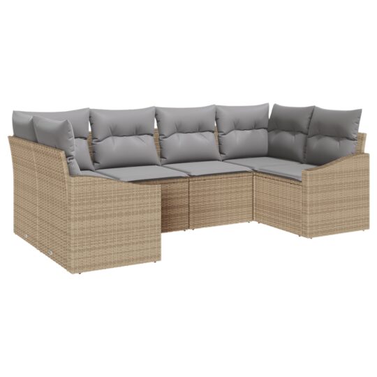 Alternative view of Set de canapele pentru grădină 6 pcs Bej Rattan poli
