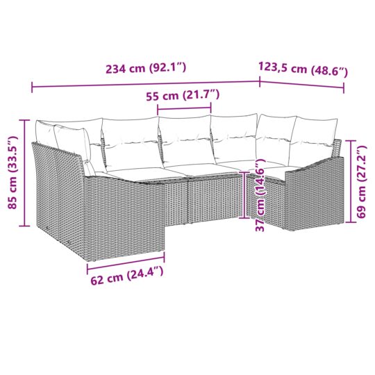 3346863 8 Set de canapele pentru grădină 6 pcs Negru Rattan poli 3346863 8