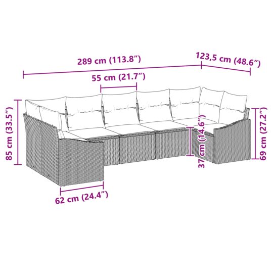 3346868 8 Set de canapele pentru grădină 7 pcs Maro Rattan poli 3346868 8