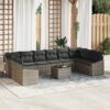 3346909 1 Set de canapele pentru grădină 11 pcs Gri Rattan poli 3346909 1