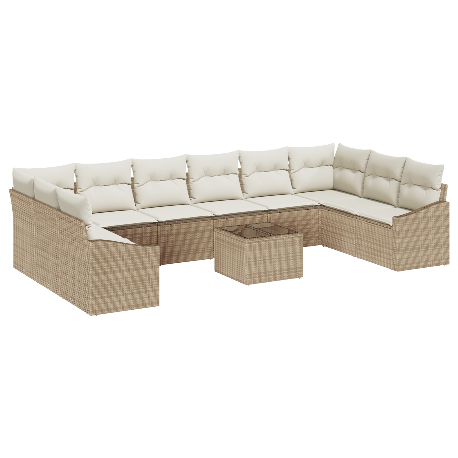 3346911 2 Set de canapele pentru grădină 11 pcs Bej Rattan poli Set de canapele pentru grădină 11 pcs Bej Rattan poli - imagine 2