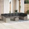 3346912 1 Set de canapele pentru grădină 11 pcs Gri deschis Rattan poli 3346912 1
