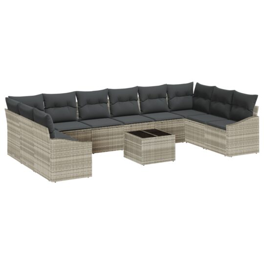 Alternative view of Set de canapele pentru grădină 11 pcs Gri deschis Rattan poli