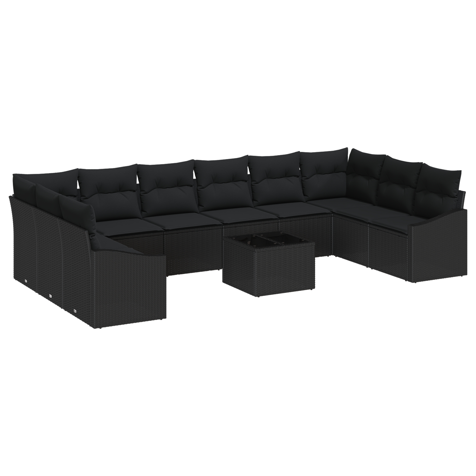 3346913 2 Set de canapele pentru grădină 11 pcs Negru Rattan poli Set de canapele pentru grădină 11 pcs Negru Rattan poli - imagine 2
