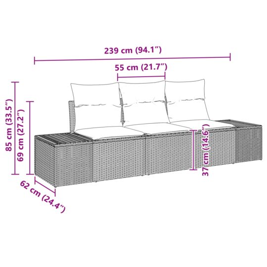 3346917 7 Set de canapele pentru grădină 3 pcs Negru Rattan poli 3346917 7