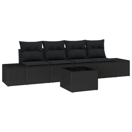 3346933 2 Set de canapele pentru grădină 5 pcs Negru 55 x 55 x 37 cm 3346933 2