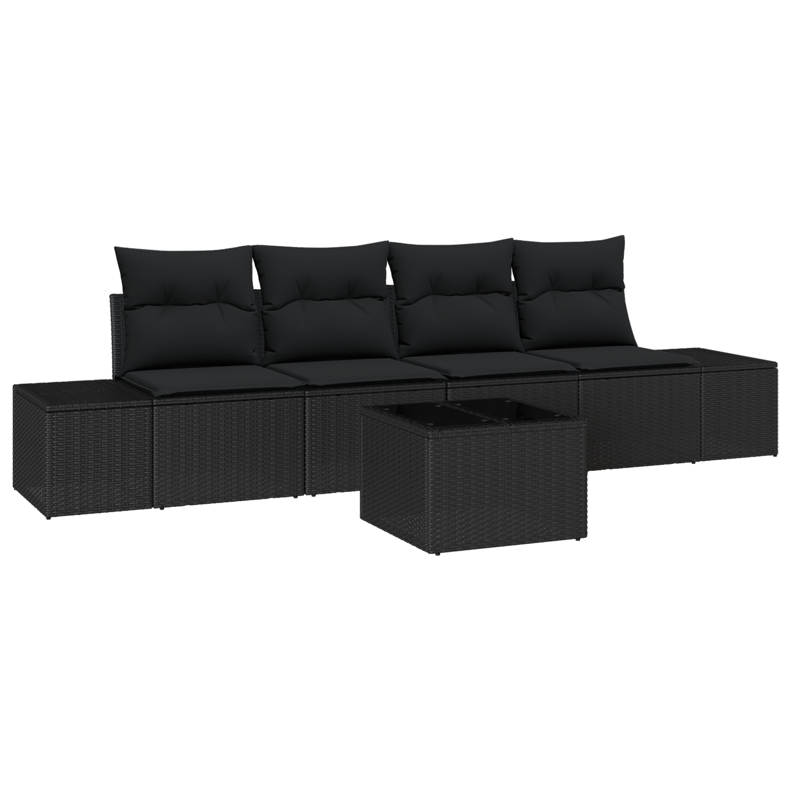 3346933 2 Set de canapele pentru grădină 5 pcs Negru 55 x 55 x 37 cm Set de canapele pentru grădină 5 pcs Negru 55 x 55 x 37 cm - imagine 2