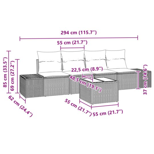 3346933 8 Set de canapele pentru grădină 5 pcs Negru 55 x 55 x 37 cm 3346933 8