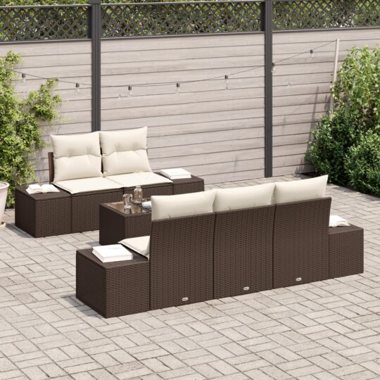3346938 3 Set de canapele pentru grădină 6 pcs Maro Rattan poli 3346938 3
