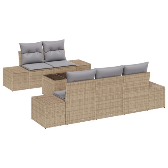 3346940 2 Set de canapele pentru grădină 6 pcs Bej Rattan poli 3346940 2