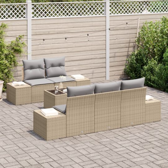 3346940 3 Set de canapele pentru grădină 6 pcs Bej Rattan poli 3346940 3