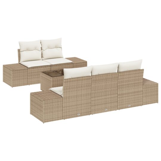 Alternative view of Set de canapele pentru grădină 6 pcs Bej Rattan poli
