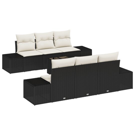 3346947 2 Set de canapele pentru grădină 7 pcs Negru Rattan poli 3346947 2