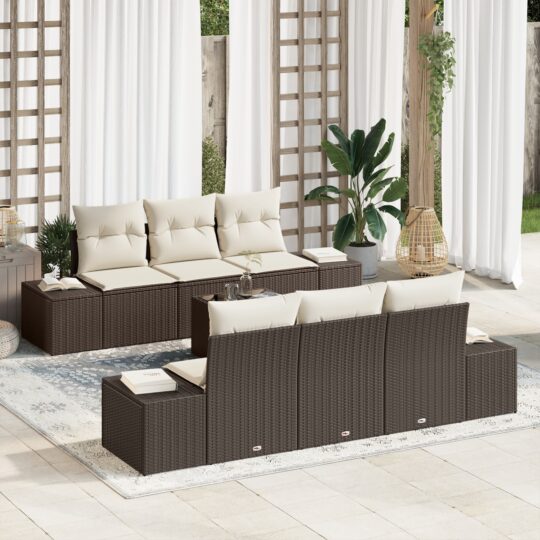 Set de canapele pentru grădină 7 pcs Maro Rattan poli