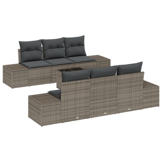 Alternative view of Set de canapele pentru grădină 7 pcs Gri Rattan poli