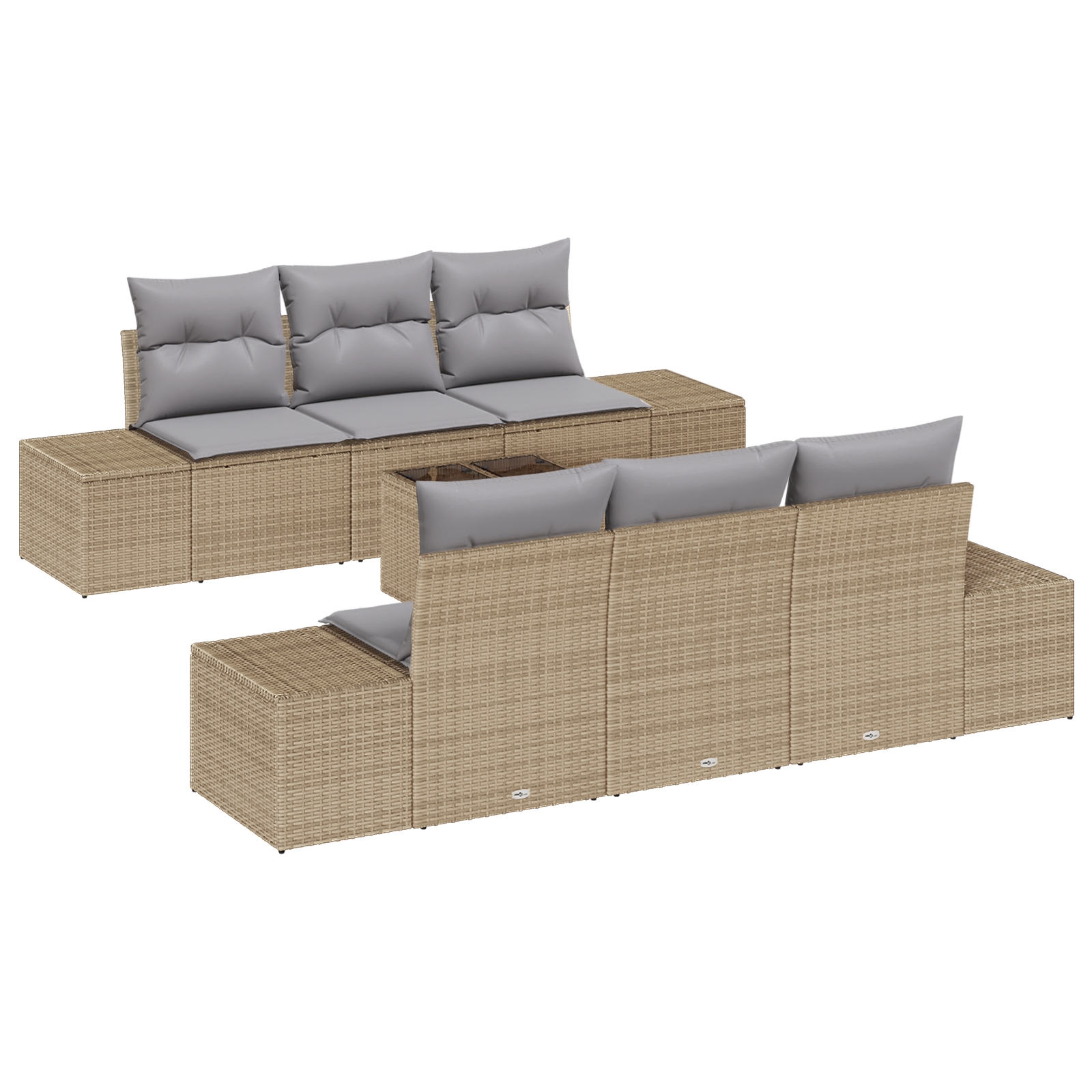3346950 2 Set de canapele pentru grădină 7 pcs Bej Rattan poli Set de canapele pentru grădină 7 pcs Bej Rattan poli - imagine 2