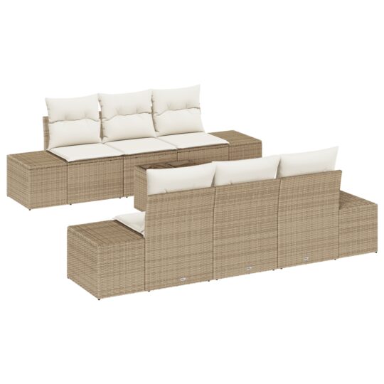 Alternative view of Set de canapele pentru grădină 7 pcs Bej Rattan poli